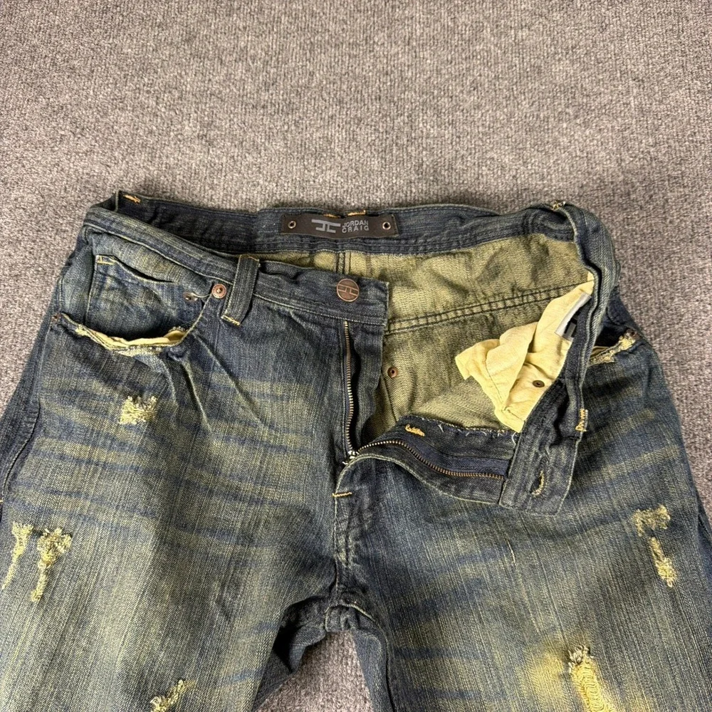 Jordan Craig Men Jeans Distressed 34‎ x 32 Straight Hem Finish Cotton